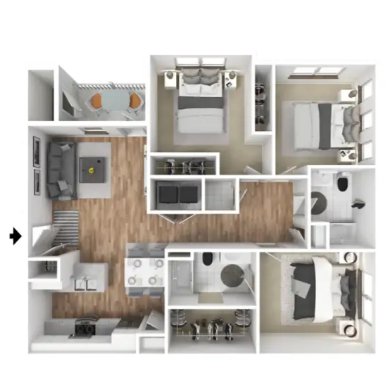 Three Bedroom Floor Plan